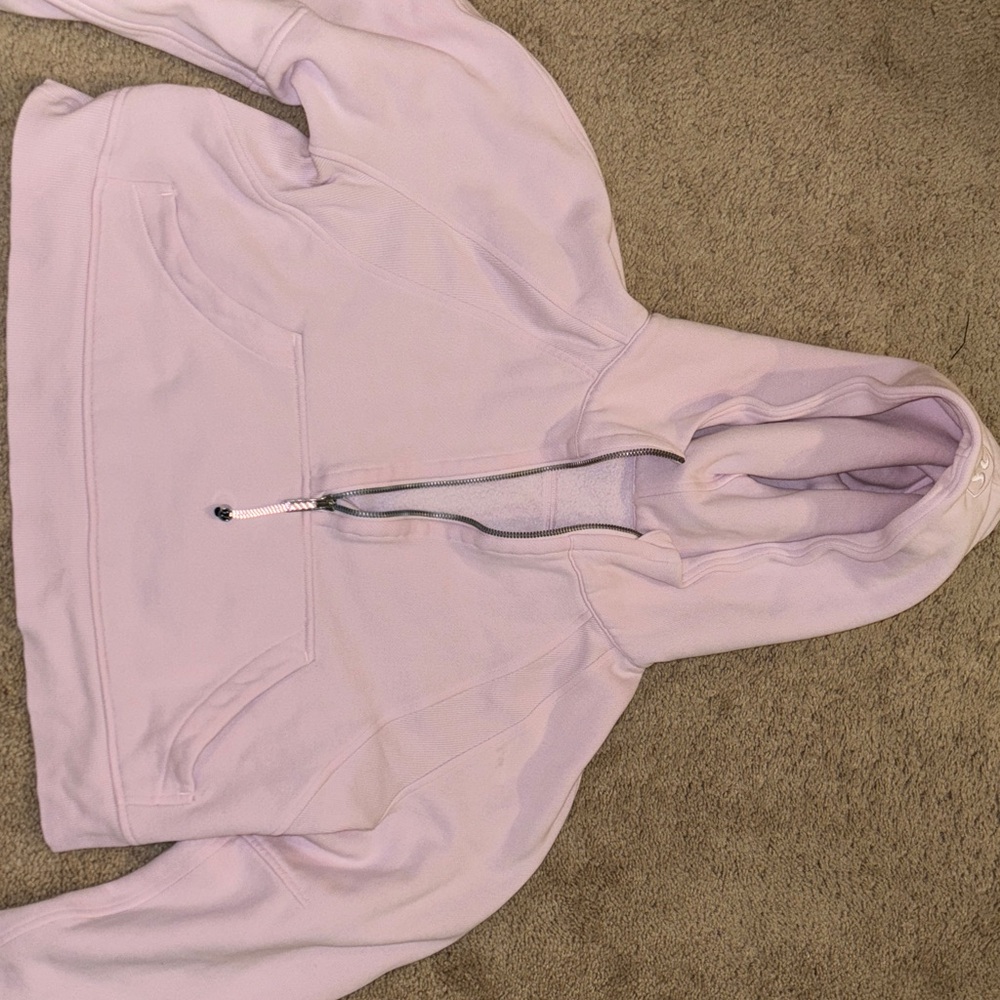 Light pink lululemon cropped half zip scuba